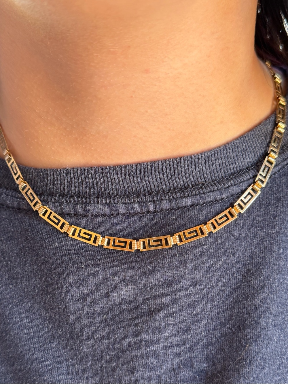 Vintage 14k Greek key necklace